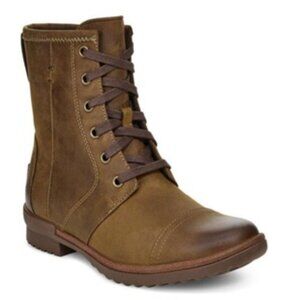 UGG Ashbury Brown Oiled Leather Lace Up Military Style Ankle Boots Women’s 9